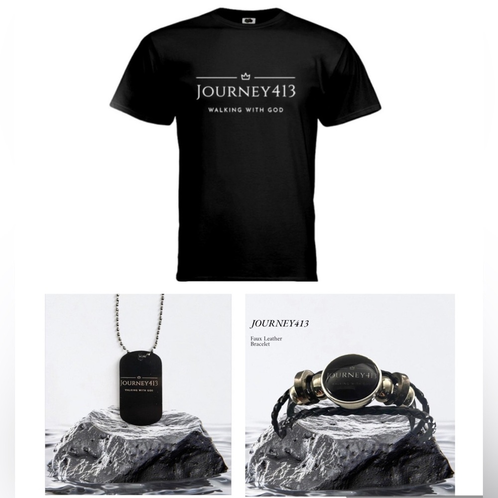 Journey413 Black T-Shirt and Accessories Set 3pcs
